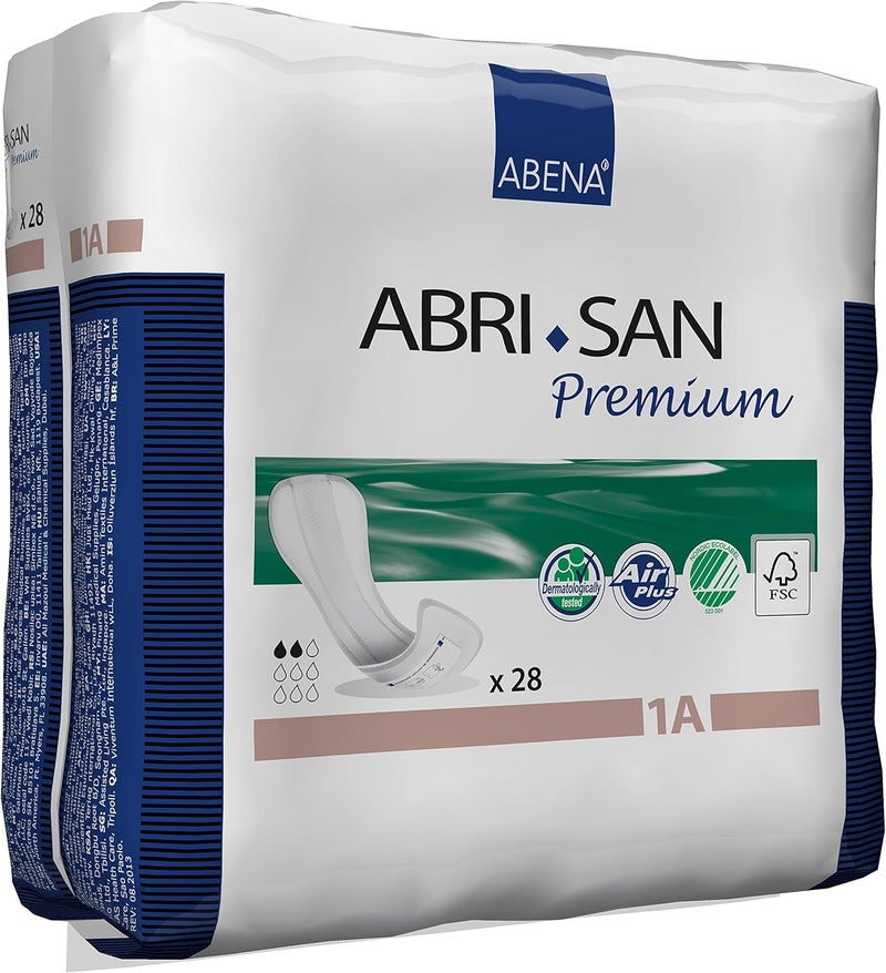 Abena Abri-San Premium Incontinence Pads, Ultra Light Absorbency, Size 1A, 28 Count - Image 1